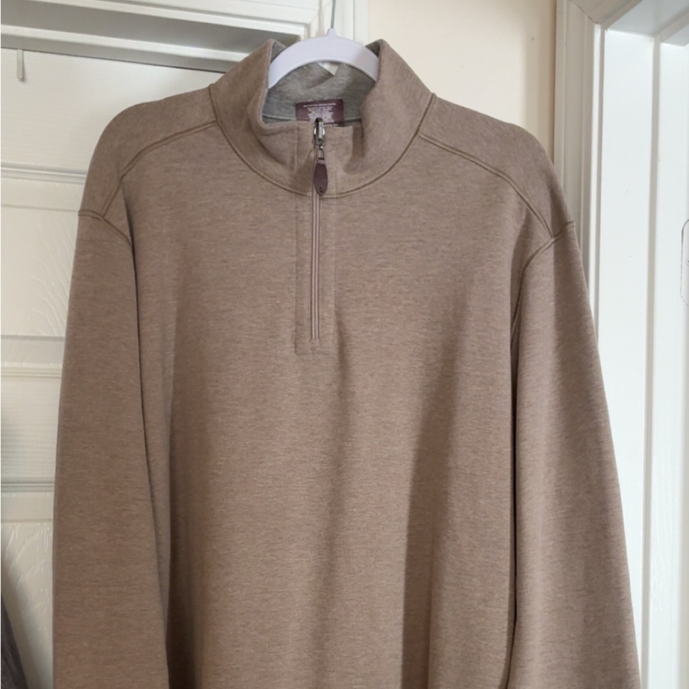 Johnston & Murphy Men's Zip Up Tan Sweater